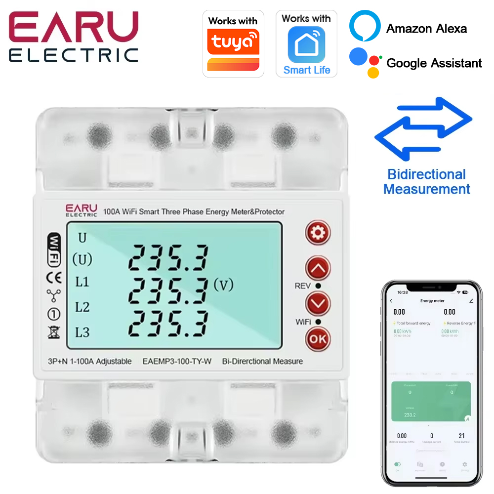 Ac Surge Protector - Driefasige AC380V Tuya WiFi slimme bidirectionele
