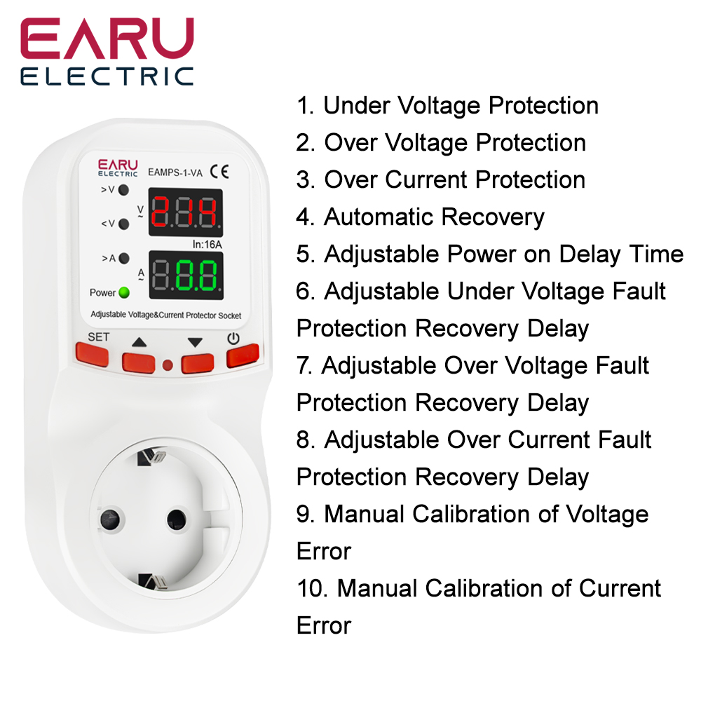 Ac Surge Protector - Automatische Spanning Overspanningsstroom Limiter Protector EU